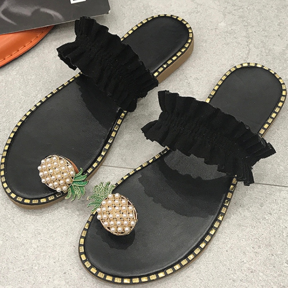 Pearl pineapple black ruffle sandals - Picture 4 of 6